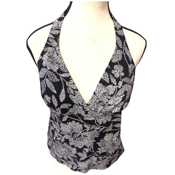 Lands' End black and white floral halter tankini top - Picture 4 of 9